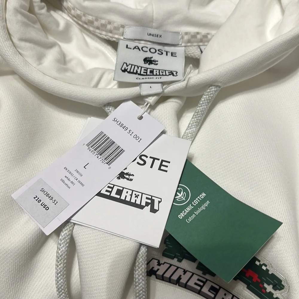 NWT Unisex Lacoste Minecraft white hoodie - Picture 7 of 12